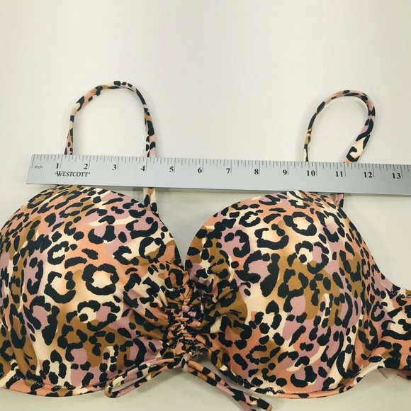 Shade And Shore Women's Sz 36C Underwire Lightly Lined Tie Front Bikini Swim Top - Picture 8 of 13